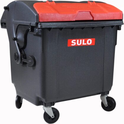 SULO Mini-Mülltonne 1100 L Runddeckel - Schwarz / Rot