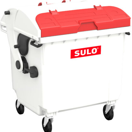 SULO Mini-Mülltonne 1100 L Runddeckel - Weiß / Rot